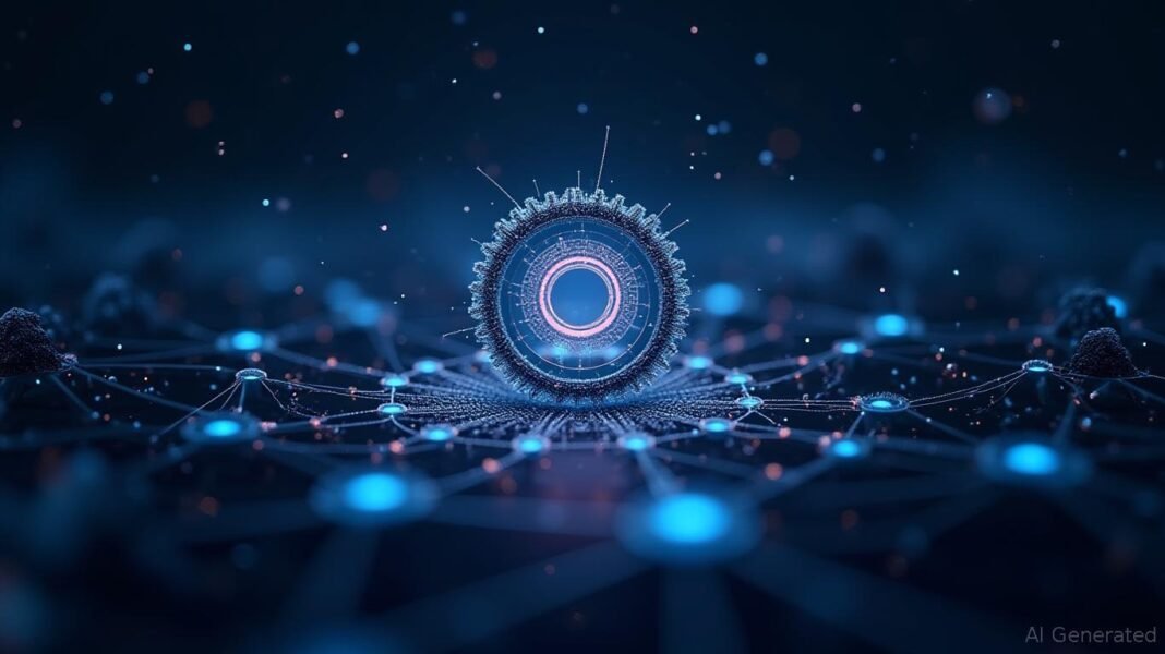 Yapay zeka ve blockchain teknolojisiyle dijital para birimleri ve kripto piyasaları görseli.