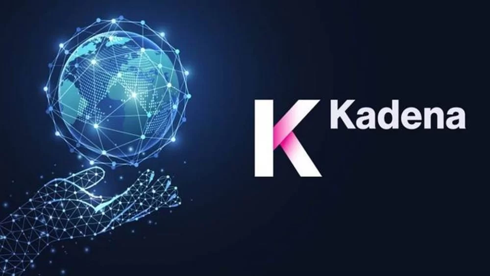 Dünya küresi ve bağlantılı dijital ağlar ile desteklenen futuristik yenilikçi blockchain teknolojisi, Kripto Hayat ve Kadena logosu.